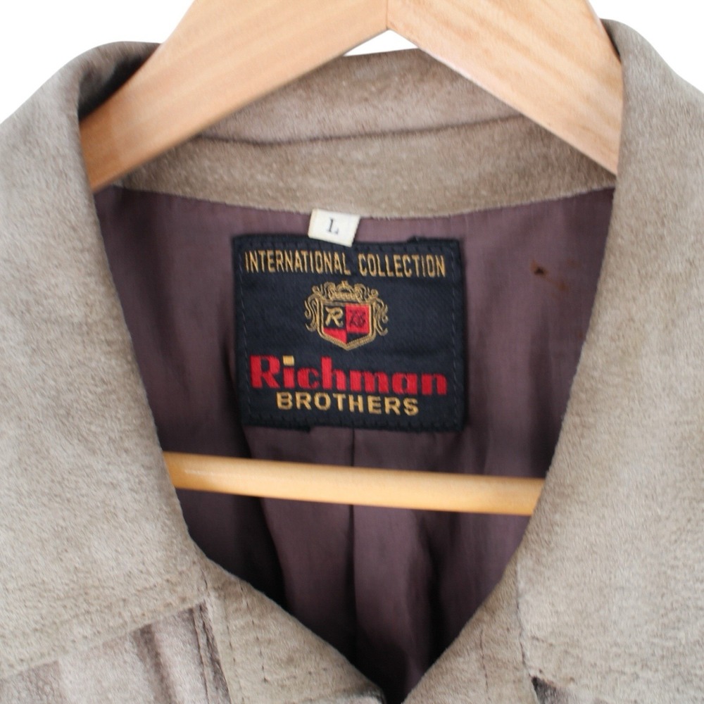 Vintage 70s Suede Leather Shirt Jacket‎ Men's Large Brown Western Button Up - Picture 4 of 5